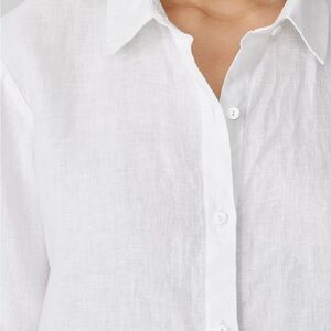 Tahari Men's White Linen Button Down Shirt
